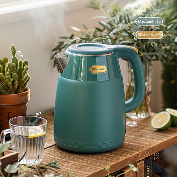 Ấm siêu tốc mini đa năng 1.5L Bear ZDH-Q15E1 ( Bản Quốc Tế), bình đun nước siêu tốc giữ nhiệt tốt, Inox304, BH 18 tháng