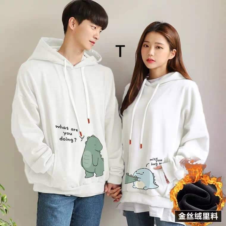 Áo đôi hoodie khủng long What are DTR1119