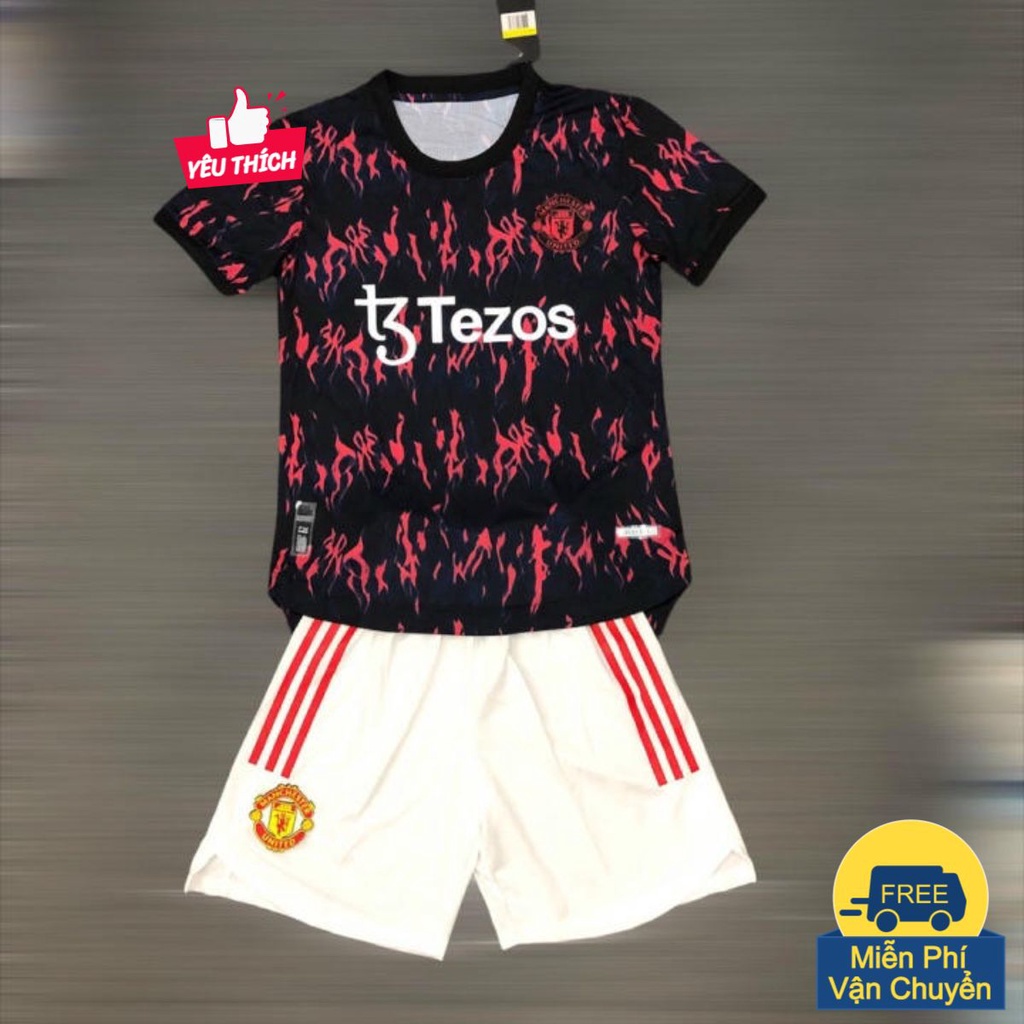 Bộ Quần Áo Đá Banh Manchester (MCTU) Trainning Màu Đen Vải Gai Thái - Áo Đấu Đẹp PP Bởi Be Happy Sport