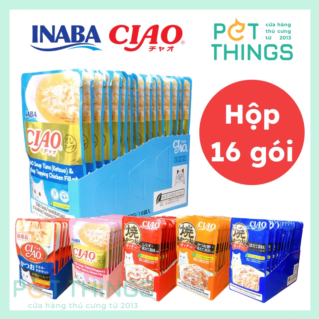 Hộp 16 gói Pate Ciao cho mèo 40g - 50g