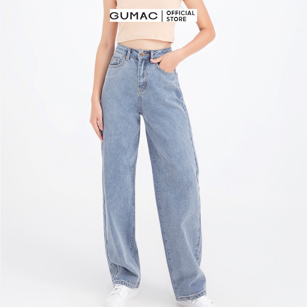 [Mã WABRGB11 giảm 10% đơn từ 250k] Quần jeans nữ ống rộng GUMAC QJB681 | BigBuy360 - bigbuy360.vn