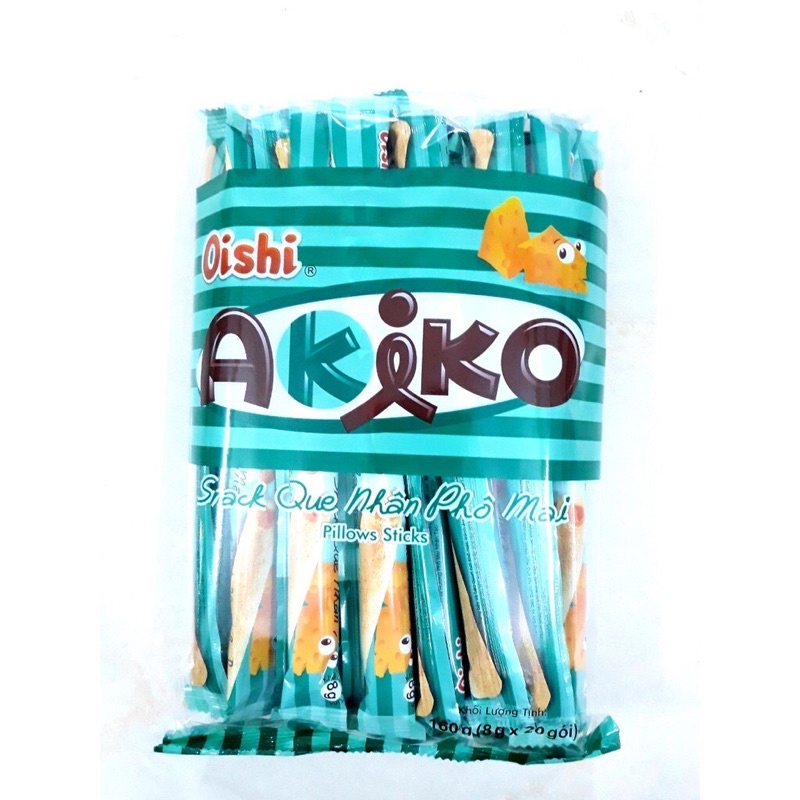 Bánh Snack Que Akiko đủ các vị gói 20que/8g, Snack Que Nhân Sữa Akiko Oishi