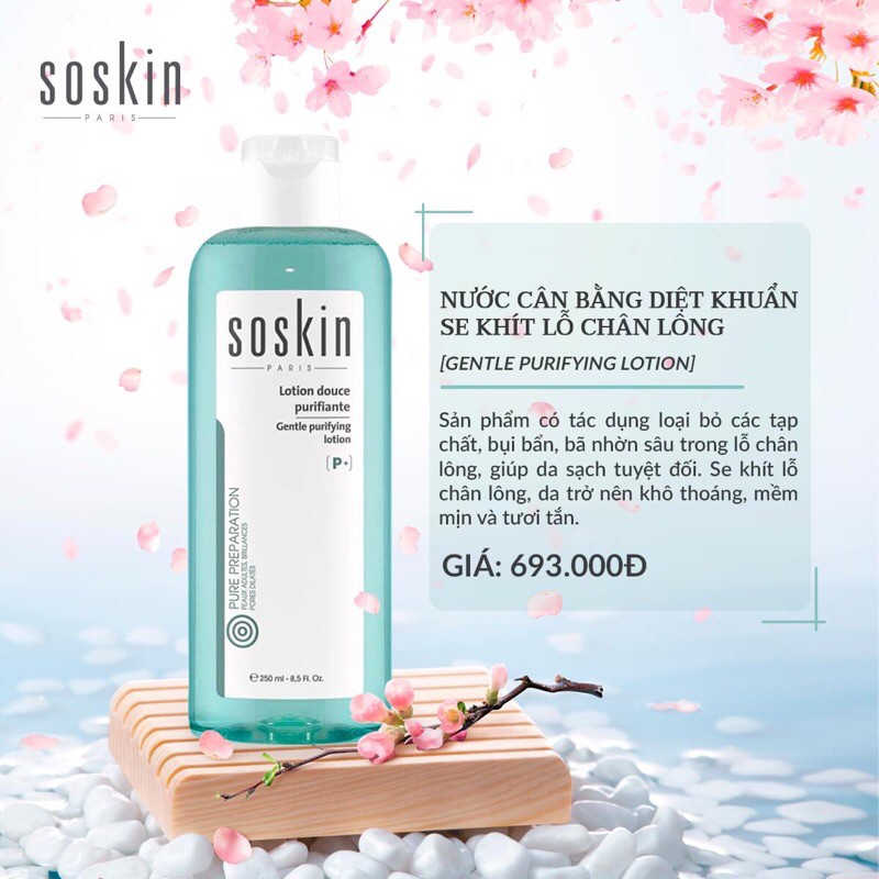 Nước cân bằng diệt khuẩn se khít lỗ chân lông Soskin Gentle Purifying Lotion 250ml