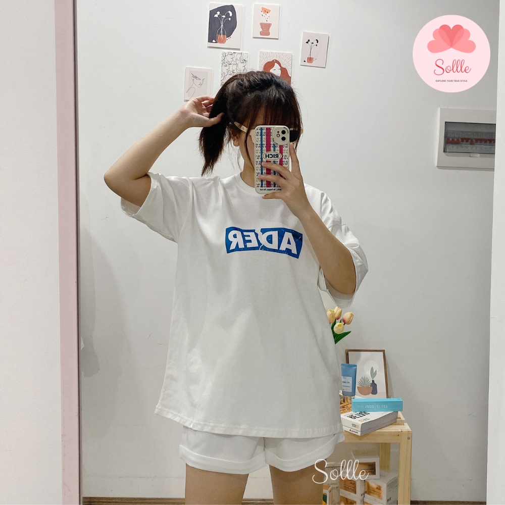 Áo thun tay lỡ Unisex oversize in hình ADER, áo phông ngắn tay form rộng cotton đẹp Hàn Quốc Sollle