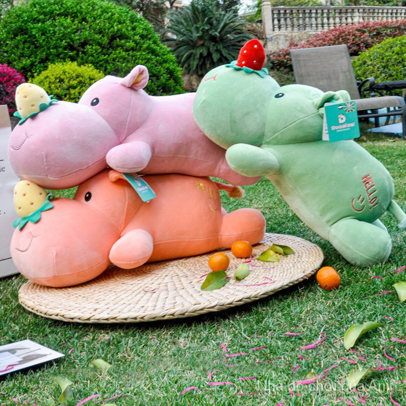 AIXINI Kawaii Plush Strawberry Rhinoceros Plush Toy Soft Toy Strawberry Cow Plush Rhino Doll Gift Anime Plush Cute Home Decor Plushie