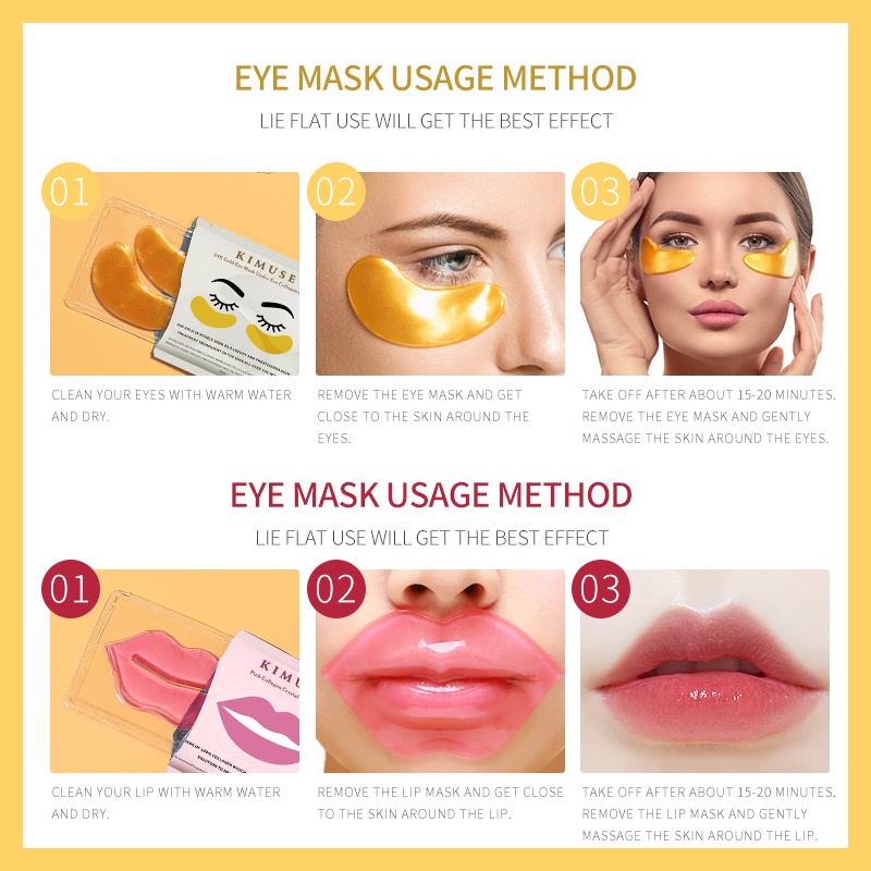 Mặt nạ môi/mắt KIMUSE 9g chứa vitamin E và collagen cải thiện quầng thâm nếp nhăn và cải thiện da