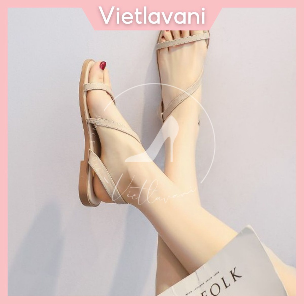 Giày Sandal Đế Phẳng Mũi Tròn Thiết Kế Quai Đan Êm Chân TTS37