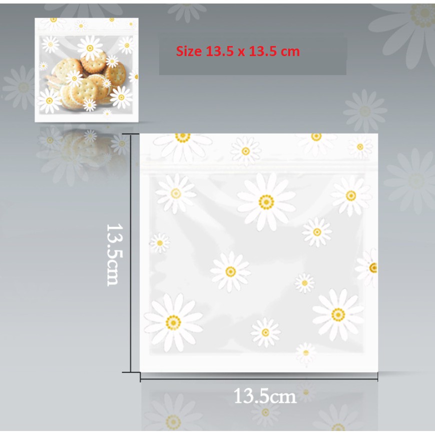 Túi Zip Hoa Cúc Trắng Đựng Bánh Kẹo Siêu Cute ( 50 cái)