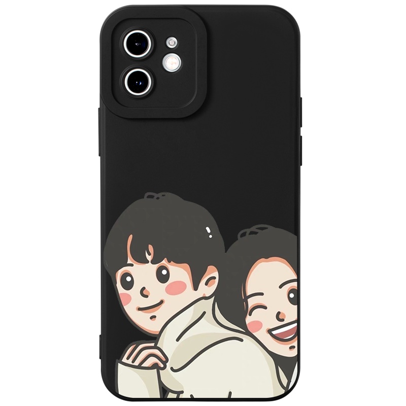 Ốp lưng JURSUE hoạt hình cặp đôi dễ thương đẹp cho iPhone 13 12 11 Pro Max SE 2020 X XR XS 8 7 ip 6S 6 Plus Y2073