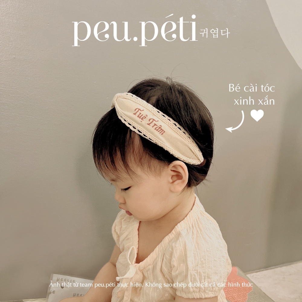 Turban hoặc Bờm thêu tên bé MÀU BEIGE style Hàn- peu.péti  GỬI TÊN BÉ VÀO TIN NHẮN OR GHI CHÚ BẠN NHÉ!!!