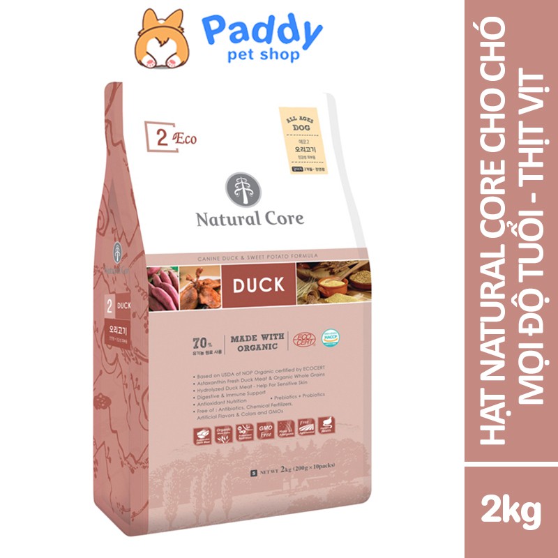 Hạt Hữu Cơ Natural Core ECO2 Vị Vịt Cho Chó Mọi Lứa Tuổi
