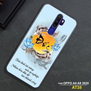 Ốp mặt lưng kính cường lực OPPO A5 2020 - A9 2020 IN CHỮ THƯ PHÁP TÂM AN ĐỨC