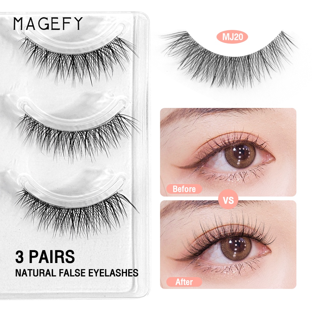 Set 3 cặp lông mi giả MAGEFY cong dài dùng trang điểm tự nhiên