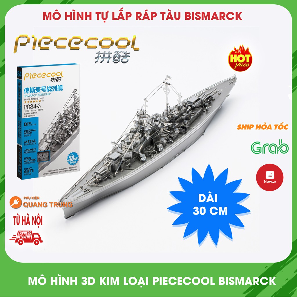 Mô hình 3D Piececool mô phỏng tàu chiến Bismarck, phiên bản kim loại cực đẹp