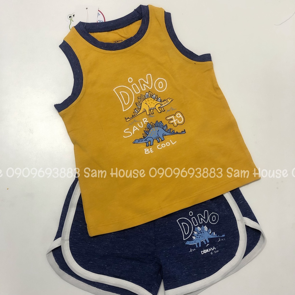 DOKMA 2022 - Bộ Ba Lỗ họa tiết khủng long cho bé trai, bé gái từ 6M đến 3Y