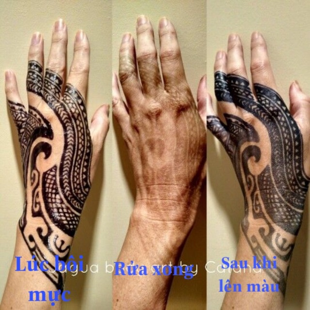 Mực vẽ xăm tạm thời 1 tháng The Jagua henna tặng kèm 12 khuôn ngẫu nhiên