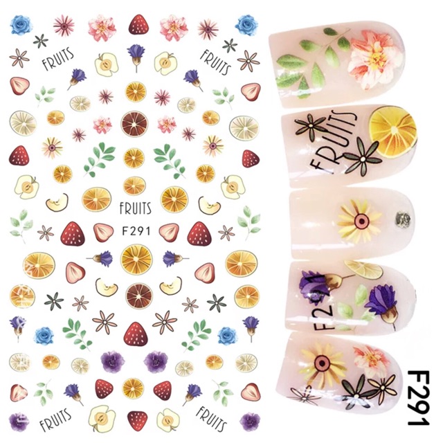 MIẾNG DÁN MÓNG TAY 3D NAIL STICKER TRÁNG TRÍ HÌNH TRÁI CÂY VÀ BÁNH KEM