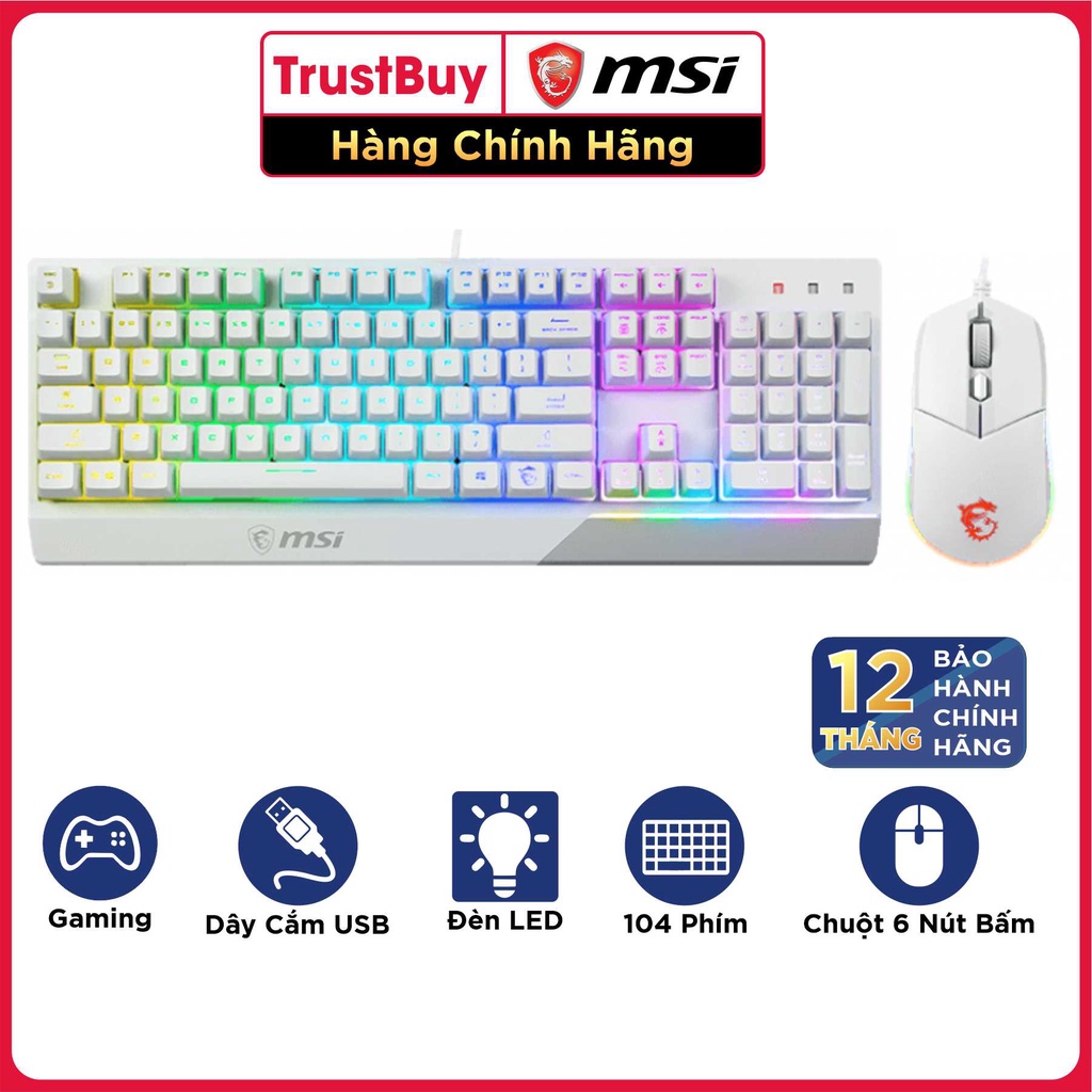 Bộ Bàn Phím Giả Cơ Và Chuột Gaming MSI Vigor GK30 US - Hàng Chính Hãng