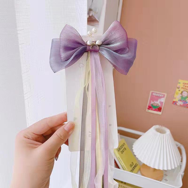 Trâm Cài Tóc Đính Nơ Tua Rua Phong Cách Cổ Điển Cho Bé Gái