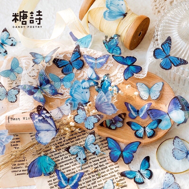 ST04 Set Hình dán Sticker butterfly bươm bướm trang trí sổ bullet journal.