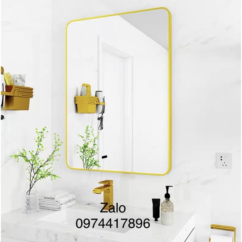 Luxury Gương viền thép tĩnh điện chữ nhật 50x70.