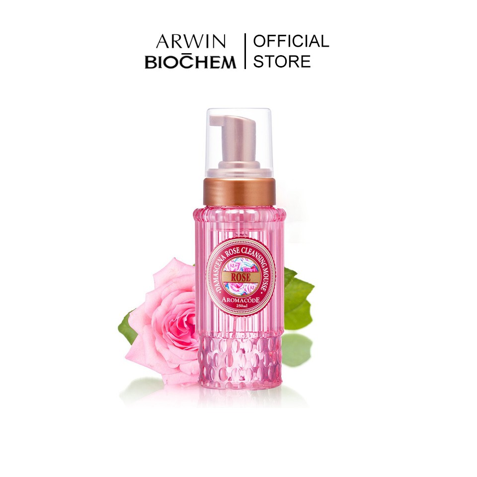 Bọt rửa mặt và tẩy trang ARWIN chiết xuất hoa hồng Damascena Rose Whitening Cleansing Mousse 250ml