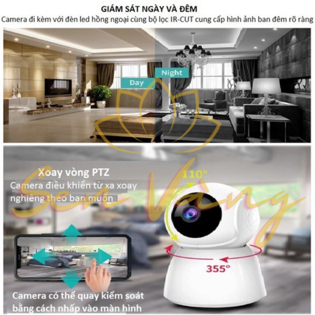 Camera ban đêm Camera robot V380 không dây wifi, Giám sát chuyển động, Có còi báo động, xoay 360 độ