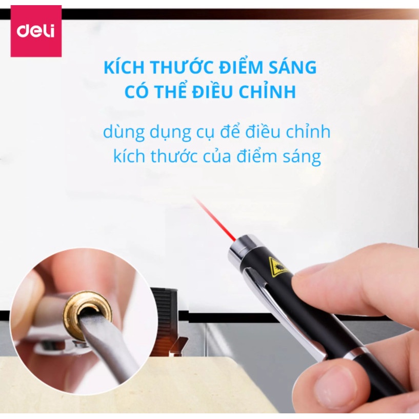 Bút trình chiếu, chỉ bản đồ lazer, thuyết trình giảng dậy, thân hợp kim, Deli 3933 - vpp Diệp Lạc