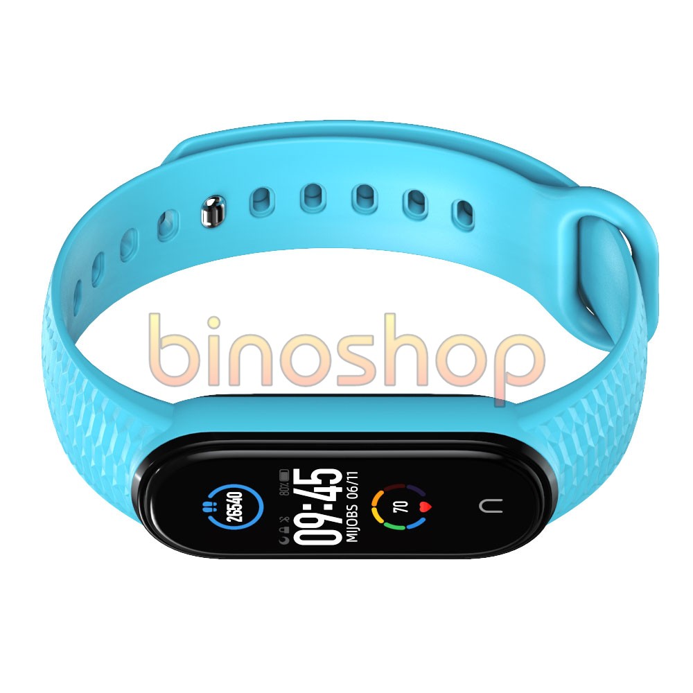 Dây đeo miband 6, miband 5 cao su vân sần nút kim loại MIJOBS, dây đeo thay thế mi band 5, mi band 6 silicon  MIJOBS