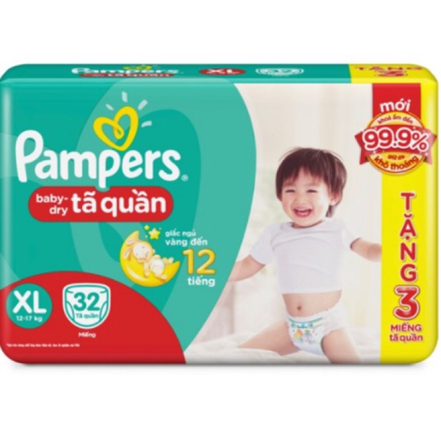 Tã quần Pamper Xl 32 tặng 3 miếng