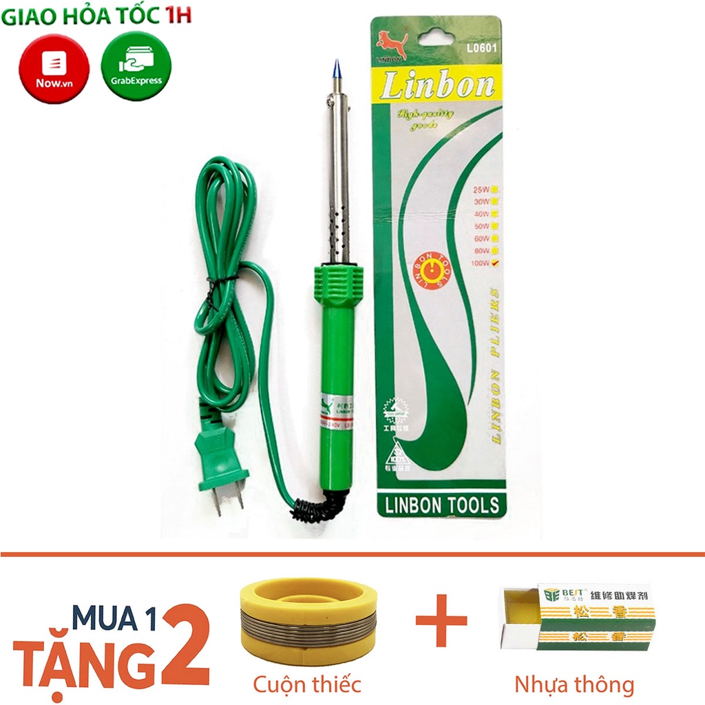 Mỏ hàn chì - Mỏ hàn thiếc 60W Linbon - Tặng 1 cuộn thiếc và 1 hộp nhựa thông