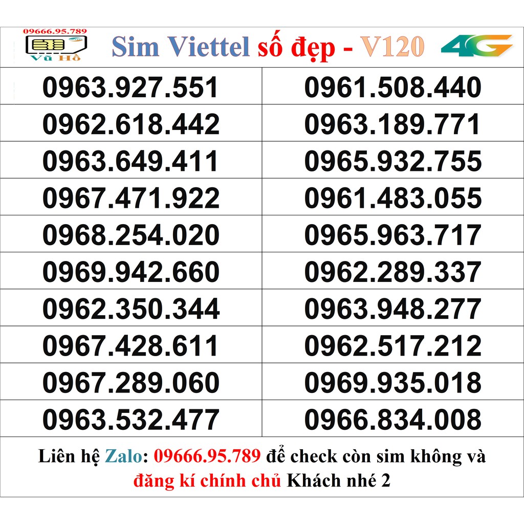 Sim Viettel V120 đầu 09 số đẹp giá rẻ 2