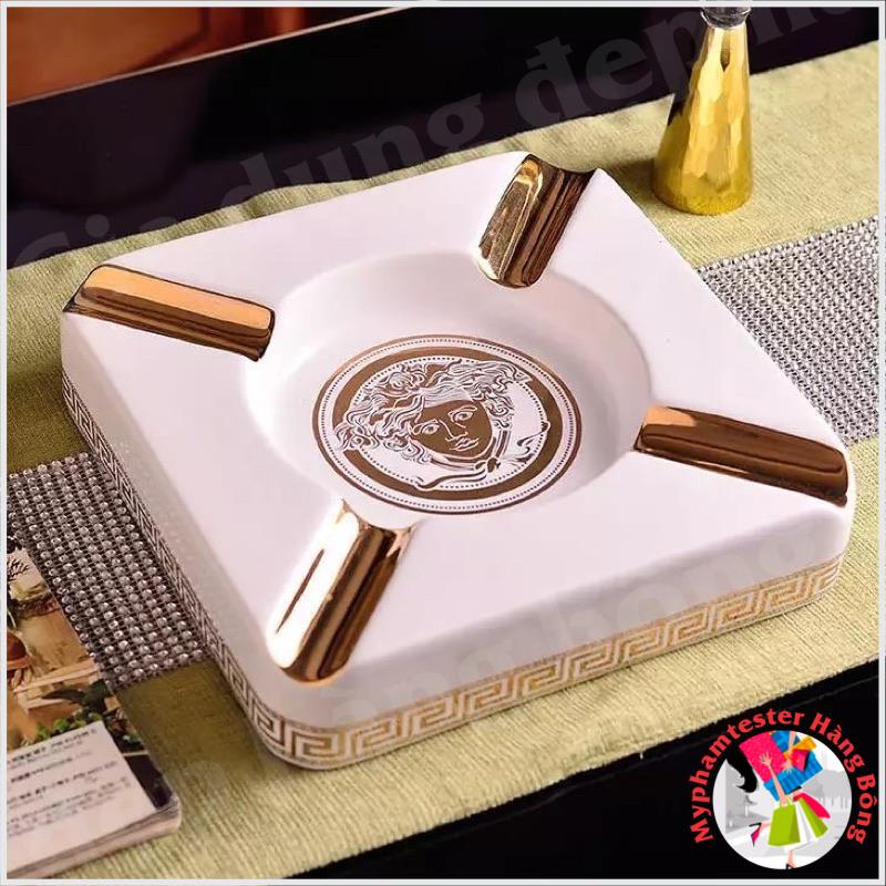 (HÀNG ĐẸP) Gạt tàn thuốc lá sứ Versace đen trắng cao cấp