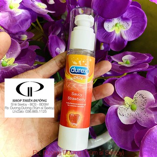Gel bôi trơn tăng độ ẩm hương dâu 100ml durex play saucy strawberry