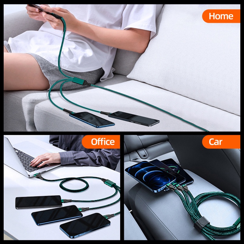 Cáp sạc nhanh HDOORLINK 3 trong 1 6A 100W cho Huawei Xiaomi tiện dụng