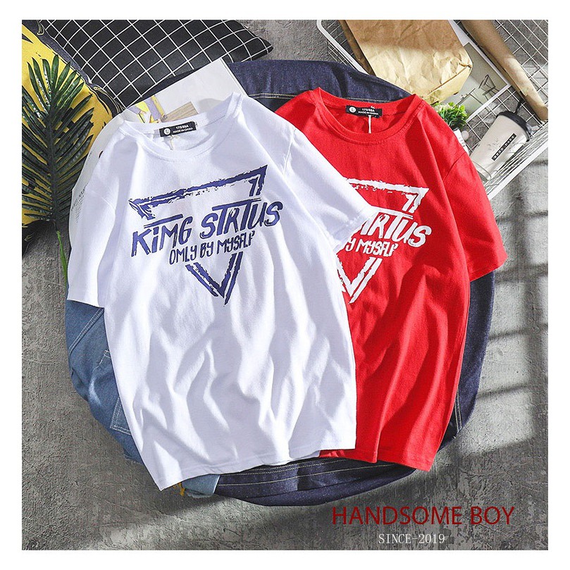 Áo thun unisex form rộng tay lỡ hinh tam giác trắng đen đỏ bền đẹp không xù | BigBuy360 - bigbuy360.vn