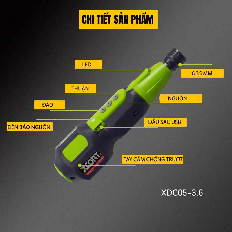 Máy vặn vít Bộ tua vít điện 3.6V XCORT Model XDC05-3.6V
