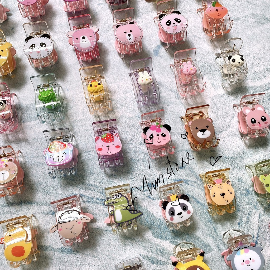 Kẹp tóc càng cua 5 RĂNG chuột micky trắng hồng TÍM STORE phụ kiện búi tóc 5R charm dễ thương