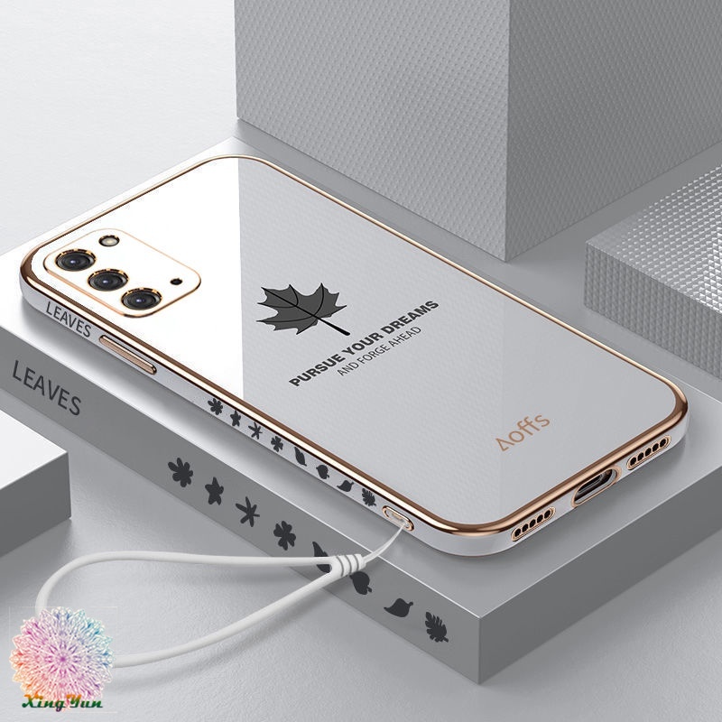 Ốp Điện Thoại Mềm Họa Tiết Lá Phong Có Dây Đeo Cho Samsung A02S A10S A31 A30 A20 A70 A70S S10 S10 Plus Note10 Note10 Pro