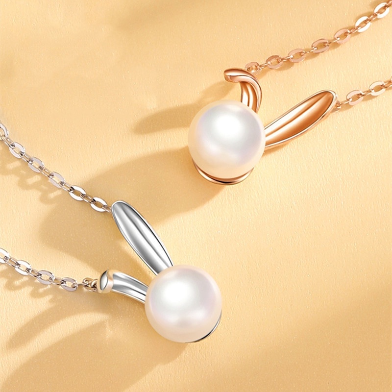 Vòng cổ Mặt Hình Thỏ Đính Ngọc Trai Dễ Thương