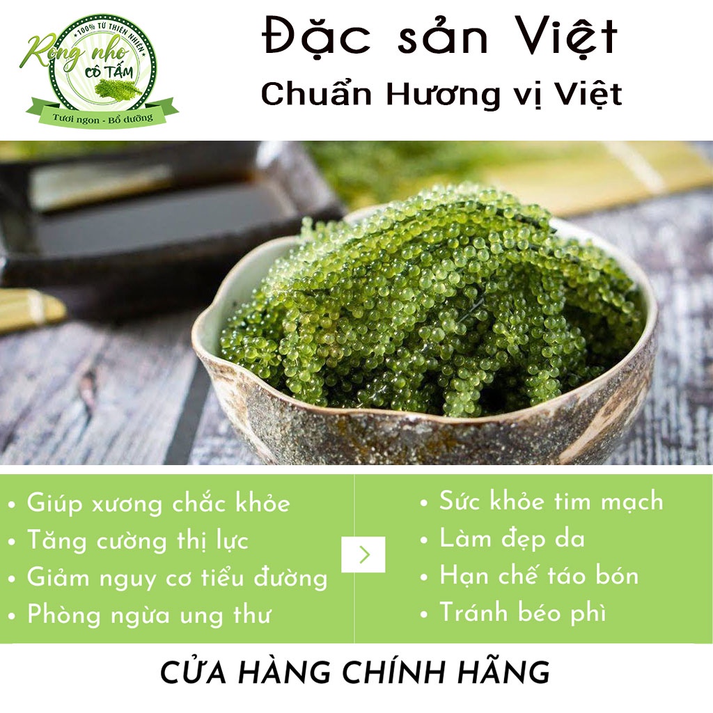 Rong nho Green Food, tác dụng của rong nho, rong nho khô - Túi zipper 100g, 𝑭𝑹𝑬𝑬𝑺𝑯𝑰𝑷, đặc sản Việt(mua 2 tặng nước sốt)