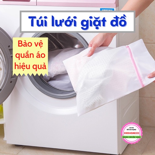 Túi lưới giặt 💚 Túi giặt quần áo máy giặt bảo quản đồ lót hiệu quả có khóa kéo tiện dụng cỡ lớn 40x50 cm