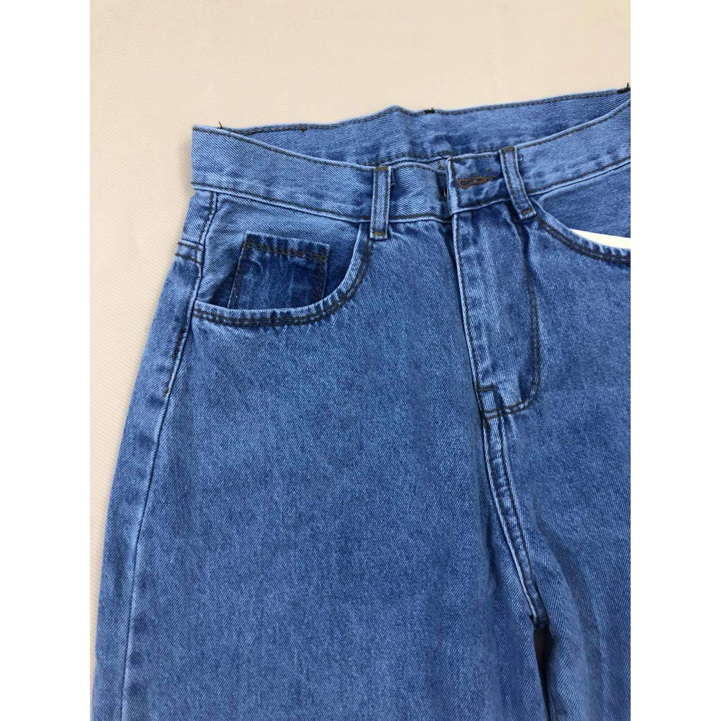 Quần Baggy Jean cho nữ ống rộng lật lai trái