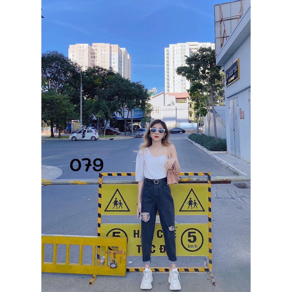 Quần baggy nữ rách bụi cho cô nàng cá tính