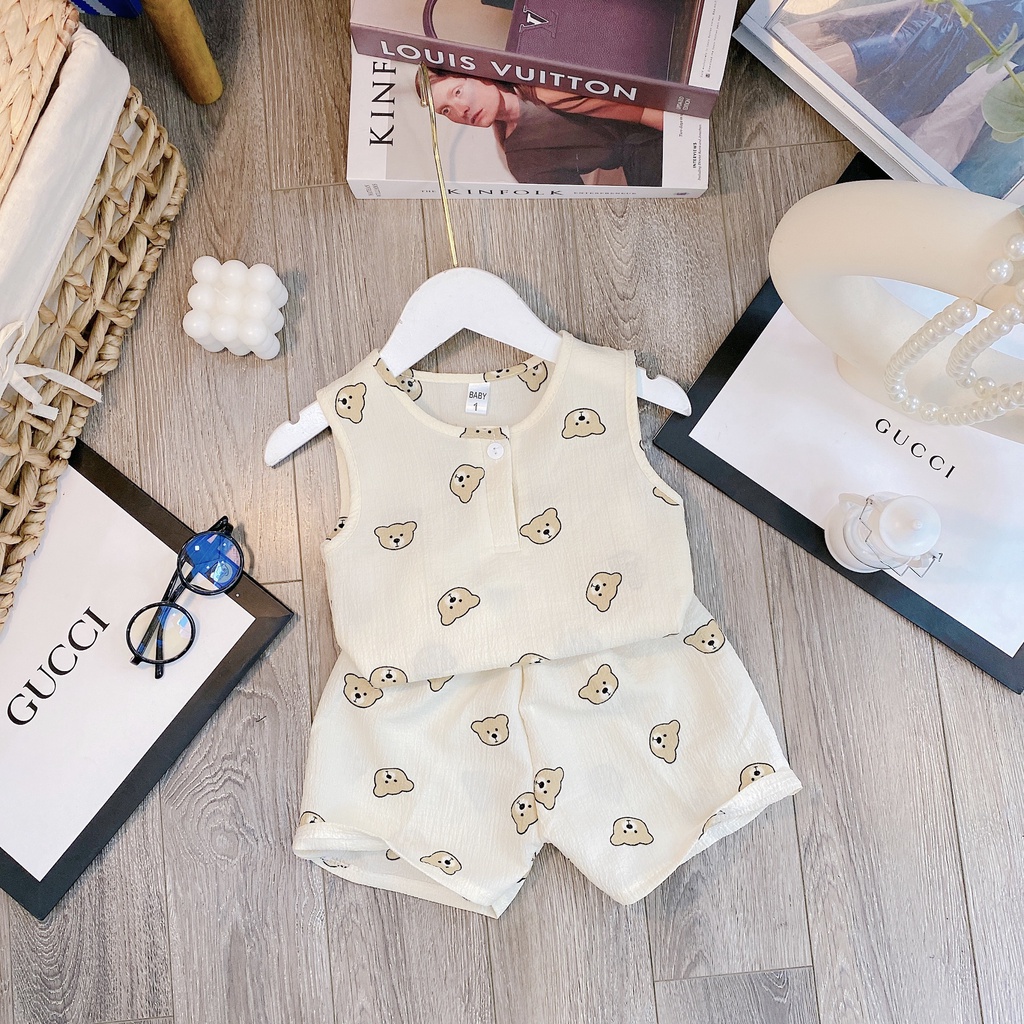 Bộ 3 Lỗ Hoạ Tiết Gấu Đáng Yêu Cho Bé Chất Liệu Vải Xô Muslin Đủ Size Từ 8-18Kg VNXK Nhật-Hàn