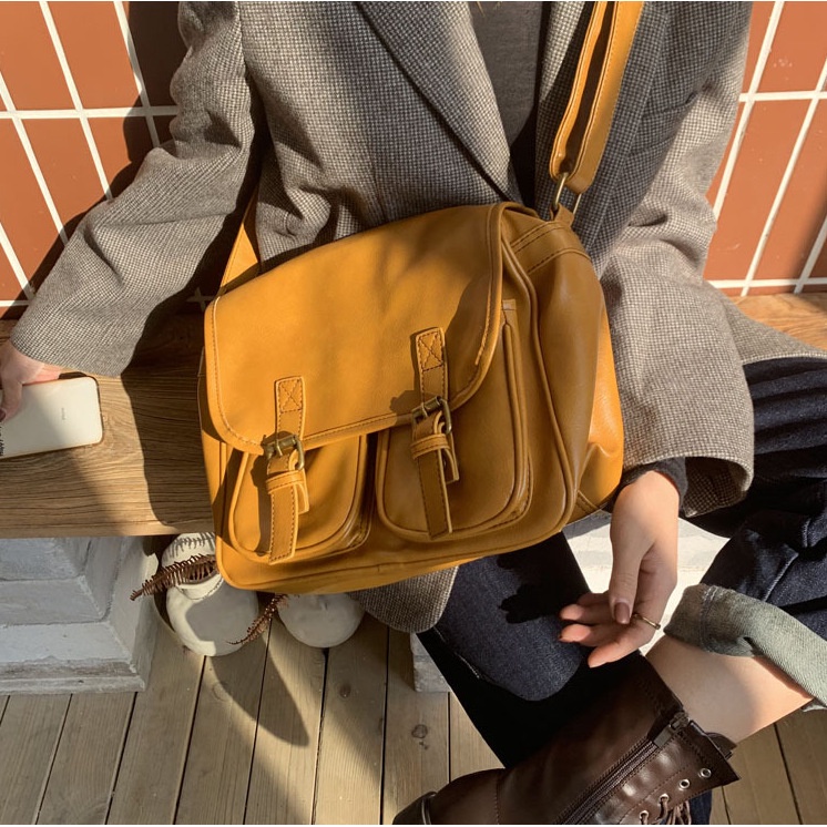Túi xách da LEACAT cỡ lớn chống thấm nước phong cách vintage