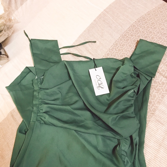 Đầm xanh dây rút cchat