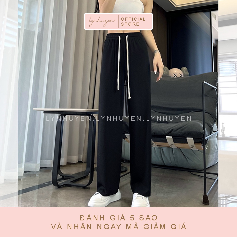 Quần Ống Rộng Suông Nữ Lưng Cao Thun Tăm Mịn Lynhuyen Q013