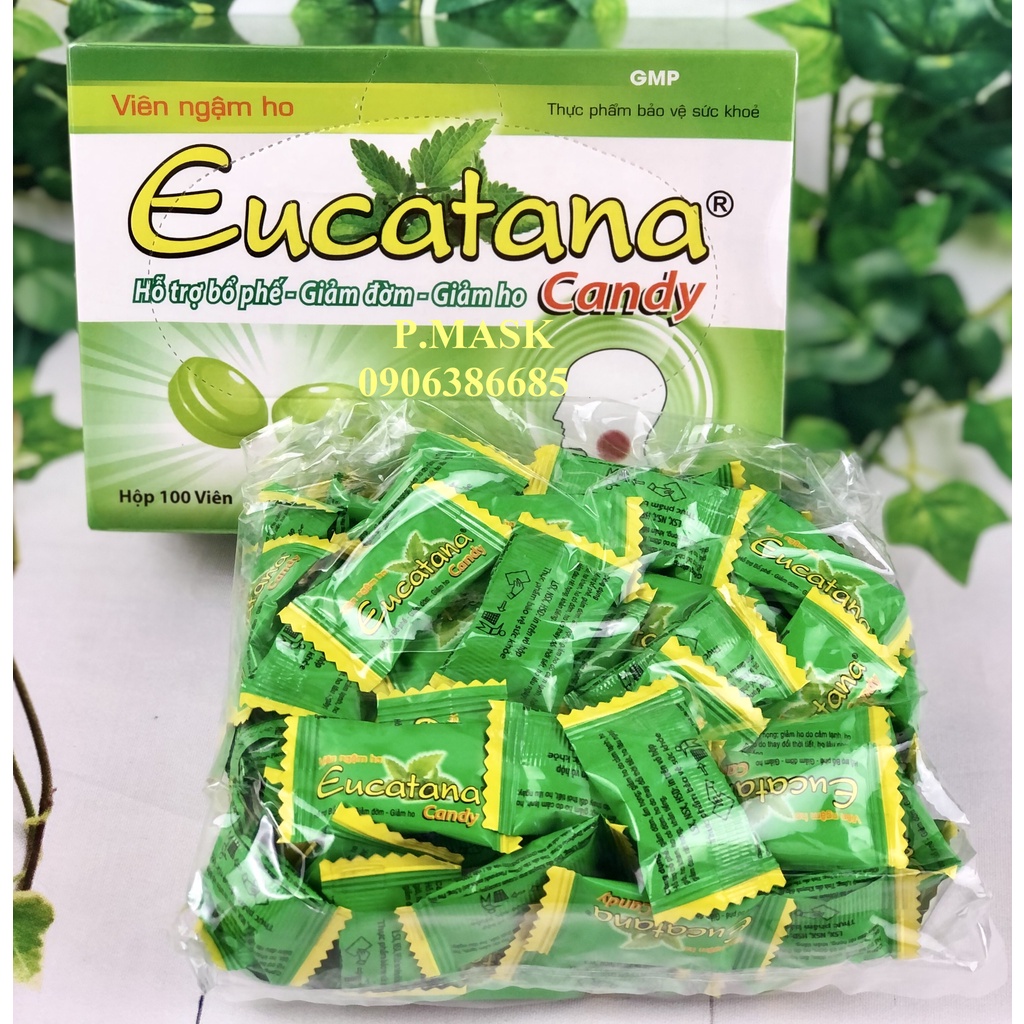 Viên Ngậm Ho Eucatana Candy 100 Viên/ hộp - Hỗ Trợ Bổ Phế, Giảm Đờm, Giảm Ho