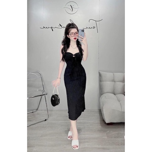 Đầm body sexy cúp ngực váy ôm cổ yếm hở vai cột dây quyến rũ